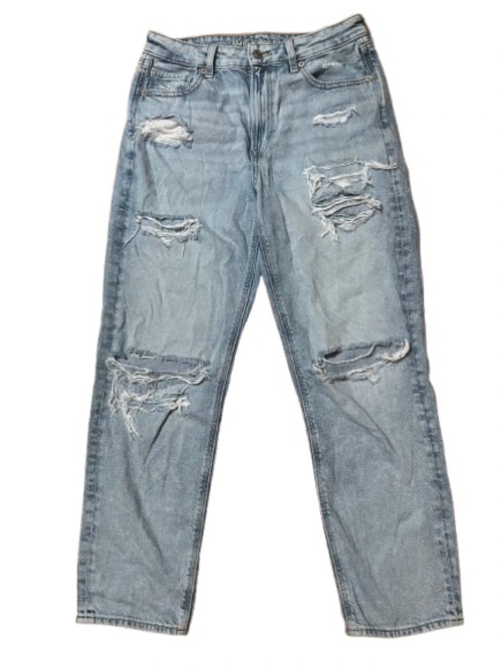 American Eagle Outfitters Mom Straight Blue Distressed Jeans Size 6